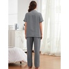 image:imageFlygo Womens 100 Cotton Polka Dot Pajama Set with Pockets  Short Sleeve Button Down Top amp Long Pants Breathable Sleepwear for Home Casual Daily WearGrey