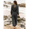 image:imageFlygo Womens One Piece Jumpsuit Long Sleeve Wide Leg Rompers with Pockets  Crewneck Sexy Back Cutout Drawstring High Waist Dressy Casual Outfits Comfy Loose Fit Fall Work Travel Airport ClothesDarkgrey