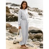 image:imageFlygo Womens One Piece Jumpsuit Long Sleeve Wide Leg Rompers with Pockets  Crewneck Sexy Back Cutout Drawstring High Waist Dressy Casual Outfits Comfy Loose Fit Fall Work Travel Airport ClothesLightgrey