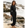 image:imageFlygo Womens One Piece Jumpsuit Long Sleeve Wide Leg Rompers with Pockets  Crewneck Sexy Back Cutout Drawstring High Waist Dressy Casual Outfits Comfy Loose Fit Fall Work Travel Airport ClothesBlack