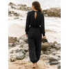 image:imageFlygo Womens One Piece Jumpsuit Long Sleeve Wide Leg Rompers with Pockets  Crewneck Sexy Back Cutout Drawstring High Waist Dressy Casual Outfits Comfy Loose Fit Fall Work Travel Airport ClothesBlack