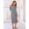 image:imageFlygo Womens Striped Midi Tshirt Dress Crewneck Long Sleeve Shift DressesBlackwhite