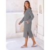 image:imageFlygo Womens Striped Midi Tshirt Dress Crewneck Long Sleeve Shift DressesBlackwhite