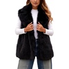 image:imageFlygo Faux Fur Vest Women Sleeveless Lapel Collar Fluffy Jacket Coats  Open Front Fur Vests Jackets Mid Length Fuzzy Shaggy Furry Outerwear Fall Winter Pockets Warm CasualBlack