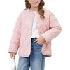 image:imageFlygo Girls Lightweight Quilted Jackets Winter Warm Puffer Coat 514Y  Snap Button Collarless Crewneck 2 Pockets Cozy Insulted Padded Outerwear Puffy Coat for School Outdoor Christmas GiftPink