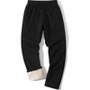 image:imageFlygo Mens Fleece Lined Pants Winter Active Track Joggers Sweatpants  Fully Warm Sherpa Lining Thermal Pants Men Drawstring Elastic Waist Pockets Running Athletic Workout Fleece JoggerBlackopen Bottom