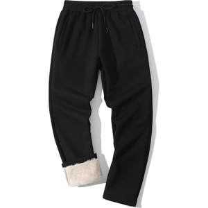image:imageFlygo Mens Fleece Lined Pants Winter Active Track Joggers Sweatpants  Fully Warm Sherpa Lining Thermal Pants Men Drawstring Elastic Waist Pockets Running Athletic Workout Fleece JoggerBlackopen Bottom