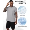 image:imageFlygo 15 Pack Mens Workout Shirts Dry Fit Underarm Mesh Cooling Gym Tops  Quick Dry Athletic Tees Moisture Wicking Crewneck Short Raglan Sleeve Breathable Mesh Plain T Shirts for Fitness RunningGrey