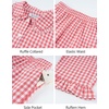 image:imageFlygo Girls 2 Piece Gingham Outfits Cotton Ruffle Clothing Sets 514  Cute Ruffled Peter Pan Collar Short Sleeve Button Down Top High Waist Pants with Pockets Cute Plaid Set for Birthday GiftsWatermelon