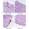 image:imageFlygo Girls 2 Piece Gingham Outfits Cotton Ruffle Clothing Sets 514  Cute Ruffled Peter Pan Collar Short Sleeve Button Down Top High Waist Pants with Pockets Cute Plaid Set for Birthday GiftsPurple