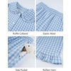image:imageFlygo Girls 2 Piece Gingham Outfits Cotton Ruffle Clothing Sets 514  Cute Ruffled Peter Pan Collar Short Sleeve Button Down Top High Waist Pants with Pockets Cute Plaid Set for Birthday GiftsBlue