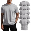 image:imageFlygo 15 Pack Mens Workout Shirts Dry Fit Underarm Mesh Cooling Gym Tops  Quick Dry Athletic Tees Moisture Wicking Crewneck Short Raglan Sleeve Breathable Mesh Plain T Shirts for Fitness Running5pcsgrey