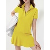 image:imageFlygo Womens Polo Dress Summer Short Sleeve Ruffle T Shirt Dress  V Neck Lapel Henley Collar Three Button Placket Soft Pique Fabric Short Mini Tunic Dress Preppy Golf Tennis ActivewearYellow