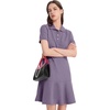 image:imageFlygo Womens Polo Dress Summer Short Sleeve Ruffle T Shirt Dress  V Neck Lapel Henley Collar Three Button Placket Soft Pique Fabric Short Mini Tunic Dress Preppy Golf Tennis ActivewearDustypurple