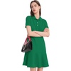 image:imageFlygo Womens Polo Dress Summer Short Sleeve Ruffle T Shirt Dress  V Neck Lapel Henley Collar Three Button Placket Soft Pique Fabric Short Mini Tunic Dress Preppy Golf Tennis ActivewearPeacockgreen