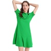 image:imageFlygo Womens Polo Dress Summer Short Sleeve Ruffle T Shirt Dress  V Neck Lapel Henley Collar Three Button Placket Soft Pique Fabric Short Mini Tunic Dress Preppy Golf Tennis ActivewearGreen