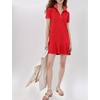 image:imageFlygo Womens Polo Dress Summer Short Sleeve Ruffle T Shirt Dress  V Neck Lapel Henley Collar Three Button Placket Soft Pique Fabric Short Mini Tunic Dress Preppy Golf Tennis ActivewearRed