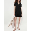 image:imageFlygo Womens Polo Dress Summer Short Sleeve Ruffle T Shirt Dress  V Neck Lapel Henley Collar Three Button Placket Soft Pique Fabric Short Mini Tunic Dress Preppy Golf Tennis ActivewearBlack