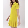 image:imageFlygo Womens Polo Dress Summer Short Sleeve Ruffle T Shirt Dress  V Neck Lapel Henley Collar Three Button Placket Soft Pique Fabric Short Mini Tunic Dress Preppy Golf Tennis ActivewearYellow