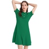 image:imageFlygo Womens Polo Dress Summer Short Sleeve Ruffle T Shirt Dress  V Neck Lapel Henley Collar Three Button Placket Soft Pique Fabric Short Mini Tunic Dress Preppy Golf Tennis ActivewearPeacockgreen