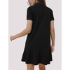 image:imageFlygo Womens Polo Dress Summer Short Sleeve Ruffle T Shirt Dress  V Neck Lapel Henley Collar Three Button Placket Soft Pique Fabric Short Mini Tunic Dress Preppy Golf Tennis ActivewearBlack