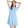 image:imageFlygo Womens Polo Dress Summer Short Sleeve Ruffle T Shirt Dress  V Neck Lapel Henley Collar Three Button Placket Soft Pique Fabric Short Mini Tunic Dress Preppy Golf Tennis ActivewearLightblue