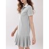 image:imageFlygo Womens Polo Dress Summer Short Sleeve Ruffle T Shirt Dress  V Neck Lapel Henley Collar Three Button Placket Soft Pique Fabric Short Mini Tunic Dress Preppy Golf Tennis ActivewearGrey