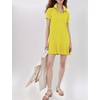 image:imageFlygo Womens Polo Dress Summer Short Sleeve Ruffle T Shirt Dress  V Neck Lapel Henley Collar Three Button Placket Soft Pique Fabric Short Mini Tunic Dress Preppy Golf Tennis ActivewearYellow