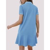 image:imageFlygo Womens Polo Dress Summer Short Sleeve Ruffle T Shirt Dress  V Neck Lapel Henley Collar Three Button Placket Soft Pique Fabric Short Mini Tunic Dress Preppy Golf Tennis ActivewearBlue