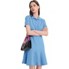 image:imageFlygo Womens Polo Dress Summer Short Sleeve Ruffle T Shirt Dress  V Neck Lapel Henley Collar Three Button Placket Soft Pique Fabric Short Mini Tunic Dress Preppy Golf Tennis ActivewearBlue