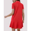 image:imageFlygo Womens Polo Dress Summer Short Sleeve Ruffle T Shirt Dress  V Neck Lapel Henley Collar Three Button Placket Soft Pique Fabric Short Mini Tunic Dress Preppy Golf Tennis ActivewearRed