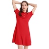 image:imageFlygo Womens Polo Dress Summer Short Sleeve Ruffle T Shirt Dress  V Neck Lapel Henley Collar Three Button Placket Soft Pique Fabric Short Mini Tunic Dress Preppy Golf Tennis ActivewearRed