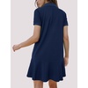 image:imageFlygo Womens Polo Dress Summer Short Sleeve Ruffle T Shirt Dress  V Neck Lapel Henley Collar Three Button Placket Soft Pique Fabric Short Mini Tunic Dress Preppy Golf Tennis ActivewearNavy Blue