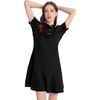 image:imageFlygo Womens Polo Dress Summer Short Sleeve Ruffle T Shirt Dress  V Neck Lapel Henley Collar Three Button Placket Soft Pique Fabric Short Mini Tunic Dress Preppy Golf Tennis ActivewearBlack