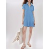 image:imageFlygo Womens Polo Dress Summer Short Sleeve Ruffle T Shirt Dress  V Neck Lapel Henley Collar Three Button Placket Soft Pique Fabric Short Mini Tunic Dress Preppy Golf Tennis ActivewearBlue