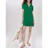 image:imageFlygo Womens Polo Dress Summer Short Sleeve Ruffle T Shirt Dress  V Neck Lapel Henley Collar Three Button Placket Soft Pique Fabric Short Mini Tunic Dress Preppy Golf Tennis ActivewearPeacockgreen