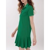 image:imageFlygo Womens Polo Dress Summer Short Sleeve Ruffle T Shirt Dress  V Neck Lapel Henley Collar Three Button Placket Soft Pique Fabric Short Mini Tunic Dress Preppy Golf Tennis ActivewearPeacockgreen