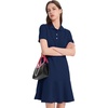 image:imageFlygo Womens Polo Dress Summer Short Sleeve Ruffle T Shirt Dress  V Neck Lapel Henley Collar Three Button Placket Soft Pique Fabric Short Mini Tunic Dress Preppy Golf Tennis ActivewearNavy Blue