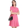 image:imageFlygo Womens Polo Dress Summer Short Sleeve Ruffle T Shirt Dress  V Neck Lapel Henley Collar Three Button Placket Soft Pique Fabric Short Mini Tunic Dress Preppy Golf Tennis ActivewearPink