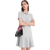 image:imageFlygo Womens Polo Dress Summer Short Sleeve Ruffle T Shirt Dress  V Neck Lapel Henley Collar Three Button Placket Soft Pique Fabric Short Mini Tunic Dress Preppy Golf Tennis ActivewearGrey