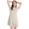 image:imageFlygo Womens Polo Dress Summer Short Sleeve Ruffle T Shirt Dress  V Neck Lapel Henley Collar Three Button Placket Soft Pique Fabric Short Mini Tunic Dress Preppy Golf Tennis ActivewearLightkhaki