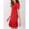 image:imageFlygo Womens Polo Dress Summer Short Sleeve Ruffle T Shirt Dress  V Neck Lapel Henley Collar Three Button Placket Soft Pique Fabric Short Mini Tunic Dress Preppy Golf Tennis ActivewearRed