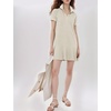 image:imageFlygo Womens Polo Dress Summer Short Sleeve Ruffle T Shirt Dress  V Neck Lapel Henley Collar Three Button Placket Soft Pique Fabric Short Mini Tunic Dress Preppy Golf Tennis ActivewearLightkhaki