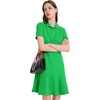image:imageFlygo Womens Polo Dress Summer Short Sleeve Ruffle T Shirt Dress  V Neck Lapel Henley Collar Three Button Placket Soft Pique Fabric Short Mini Tunic Dress Preppy Golf Tennis ActivewearGreen