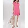 image:imageFlygo Womens Polo Dress Summer Short Sleeve Ruffle T Shirt Dress  V Neck Lapel Henley Collar Three Button Placket Soft Pique Fabric Short Mini Tunic Dress Preppy Golf Tennis ActivewearPink