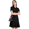 image:imageFlygo Womens Polo Dress Summer Short Sleeve Ruffle T Shirt Dress  V Neck Lapel Henley Collar Three Button Placket Soft Pique Fabric Short Mini Tunic Dress Preppy Golf Tennis ActivewearBlack
