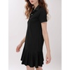image:imageFlygo Womens Polo Dress Summer Short Sleeve Ruffle T Shirt Dress  V Neck Lapel Henley Collar Three Button Placket Soft Pique Fabric Short Mini Tunic Dress Preppy Golf Tennis ActivewearBlack