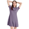 image:imageFlygo Womens Polo Dress Summer Short Sleeve Ruffle T Shirt Dress  V Neck Lapel Henley Collar Three Button Placket Soft Pique Fabric Short Mini Tunic Dress Preppy Golf Tennis ActivewearDustypurple