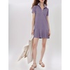 image:imageFlygo Womens Polo Dress Summer Short Sleeve Ruffle T Shirt Dress  V Neck Lapel Henley Collar Three Button Placket Soft Pique Fabric Short Mini Tunic Dress Preppy Golf Tennis ActivewearDustypurple