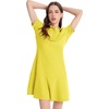image:imageFlygo Womens Polo Dress Summer Short Sleeve Ruffle T Shirt Dress  V Neck Lapel Henley Collar Three Button Placket Soft Pique Fabric Short Mini Tunic Dress Preppy Golf Tennis ActivewearYellow